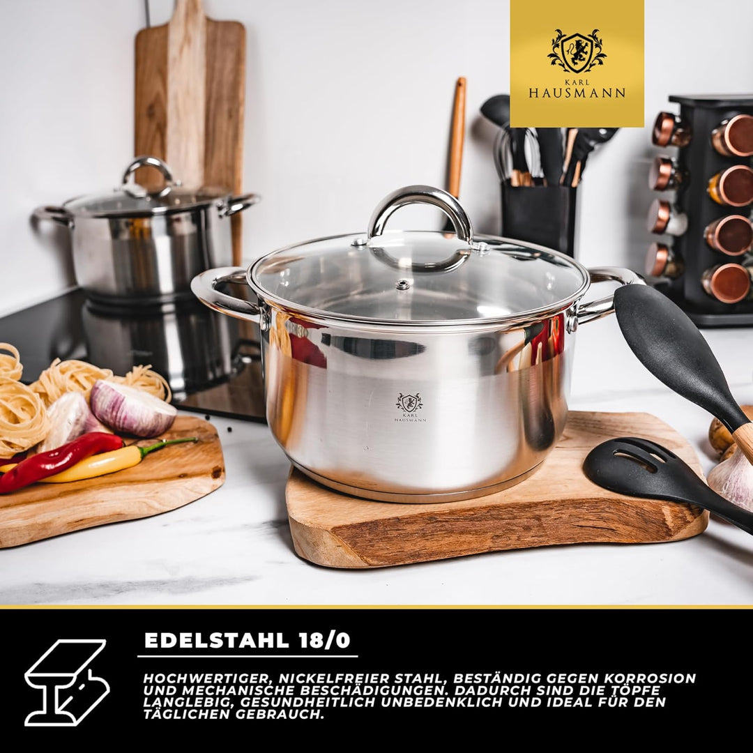 Edelstahl Topf - 1.6L - Ø 16 cm - Kochtopf Induktion für alle Herdarten Geeignet - Edelstahltopf mit