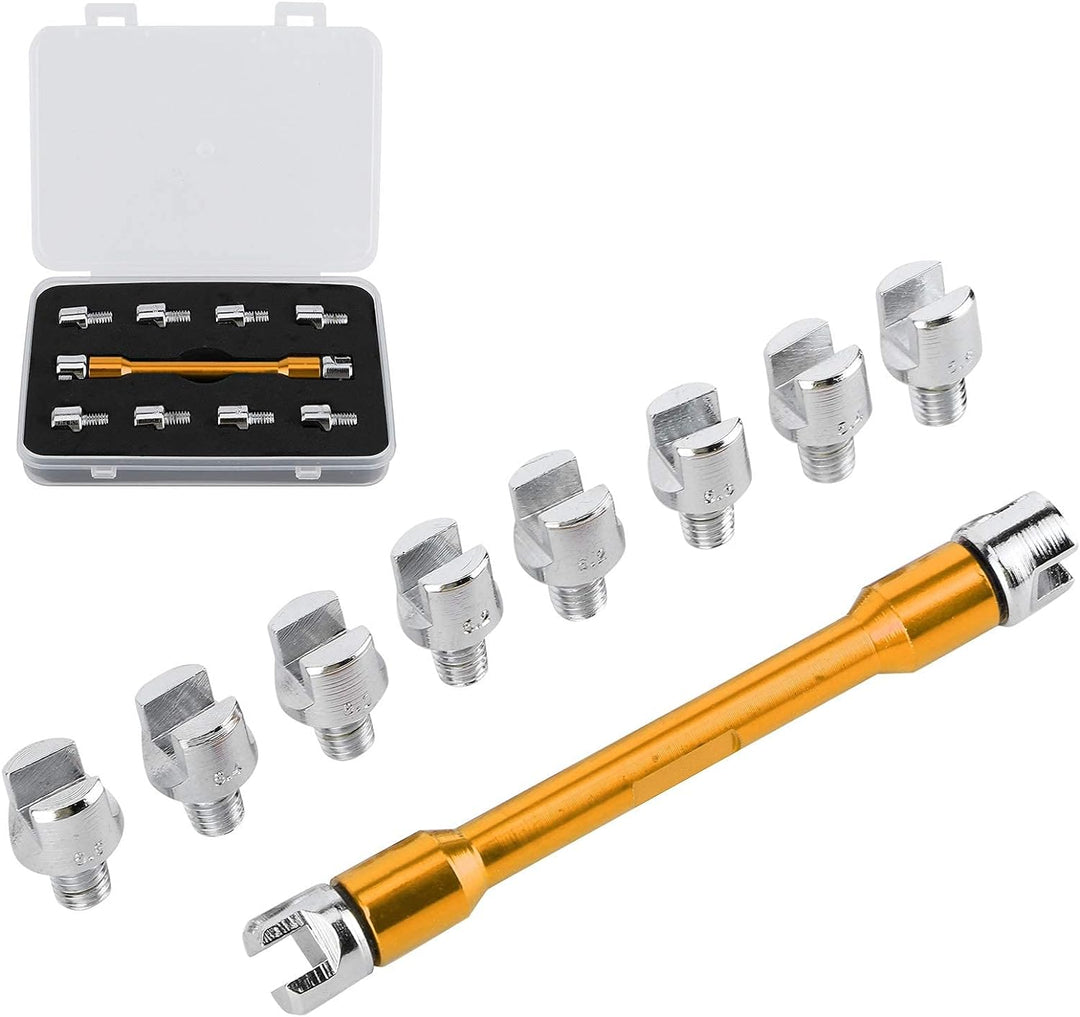 Qiilu Motorrad Speichenschlüssel, Motorrad Speichen Schlüssel CNC Schraubenschlüssel Set 5,0-6,8 Län