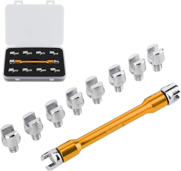 Qiilu Motorrad Speichenschlüssel, Motorrad Speichen Schlüssel CNC Schraubenschlüssel Set 5,0-6,8 Län