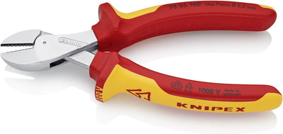 Knipex X-Cut® Kompakt-Seitenschneider hochübersetzt verchromt, isoliert mit Mehrkomponenten-Hüllen,