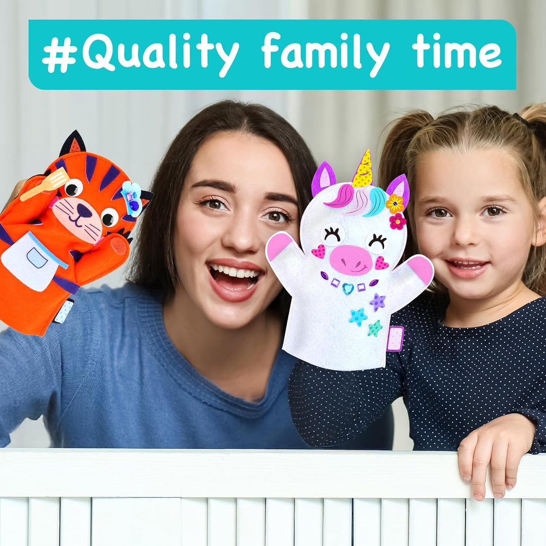 Einhorn Hand-Puppen Set für Kinder 5-8 Jahre - DIY Bastelkit - 8 Projekte - Kreatives Rollenspiel