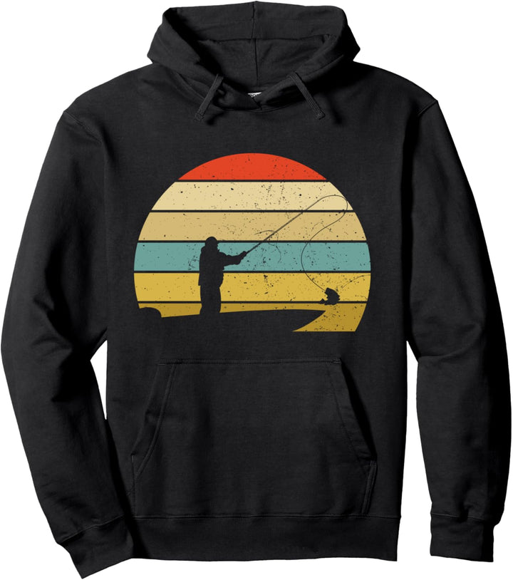 Fischerboot Angler Angelsport Retro Hoodie Pullover Hoodie