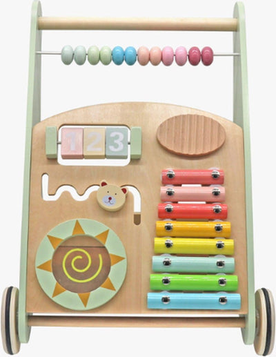 COIL Babywalker Lauflernwagen 3in1, Kinderwagen aus Holz, Lernspielzeug, ab 12 Monaten (Grün), grün