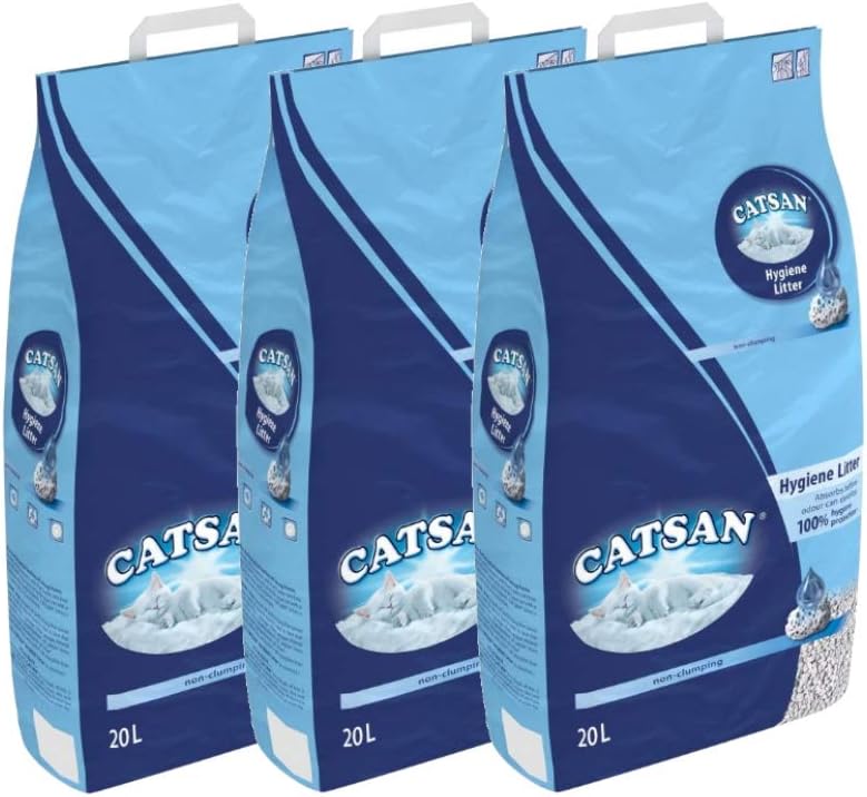 Catsan Hygiene-Katzenstreu, nicht klumpend, 3 x 20 l 20 l (Pack of 1), 20 l (Pack of 1)