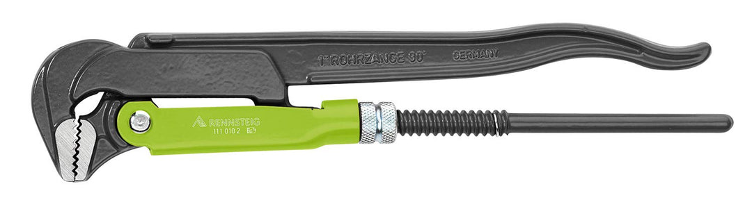 RENNSTEIG Rohrzange 90° (Öffnungsweite 0-60 mm, Länge 405 mm, Zange aus Chrom-Vanadium-Stahl, Stellm