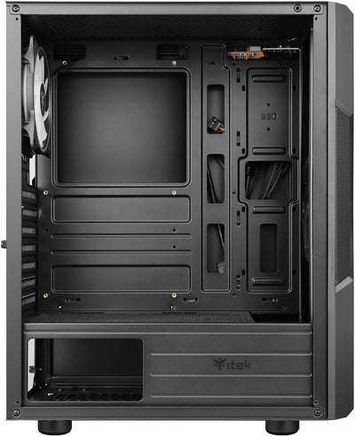 iTek XO Gaming-PC-Gehäuse Middle Tower ATX, 2 x 12 cm ARGB Lüfter im Lieferumfang enthalten, 2 x USB