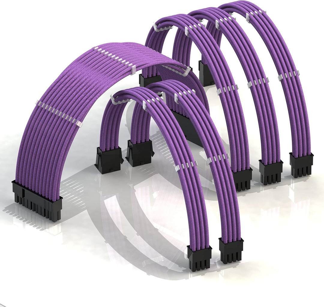 LINKUP - AVA 30cm PSU Kabelverlängerung Ummantelt GPU Nach Mass PC Stromversorgung mit Kamm-Kit - Ko
