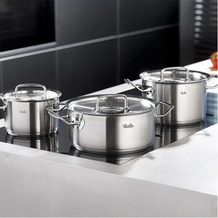Fissler Original-Profi Collection/Edelstahl-Kochtopfset, 5-teilig, Töpfe mit Metall-Deckel (3 Kochtö
