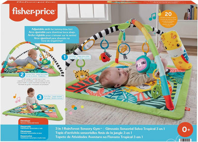 Fisher-Price 3-in-1 Rainforest Spieldecke für Babys, Spielmatte und sensorische Spielzeuge für das S