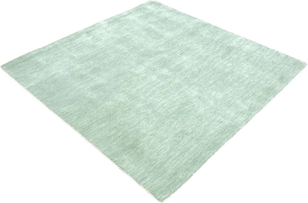 RUG PRINCE Wollteppich Gabbeh Uni 60x60 Handgewebt Quadratisch Türkis Einfarbig Handarbeit Türkis 60