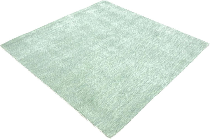 RUG PRINCE Wollteppich Gabbeh Uni 60x60 Handgewebt Quadratisch Türkis Einfarbig Handarbeit Türkis 60