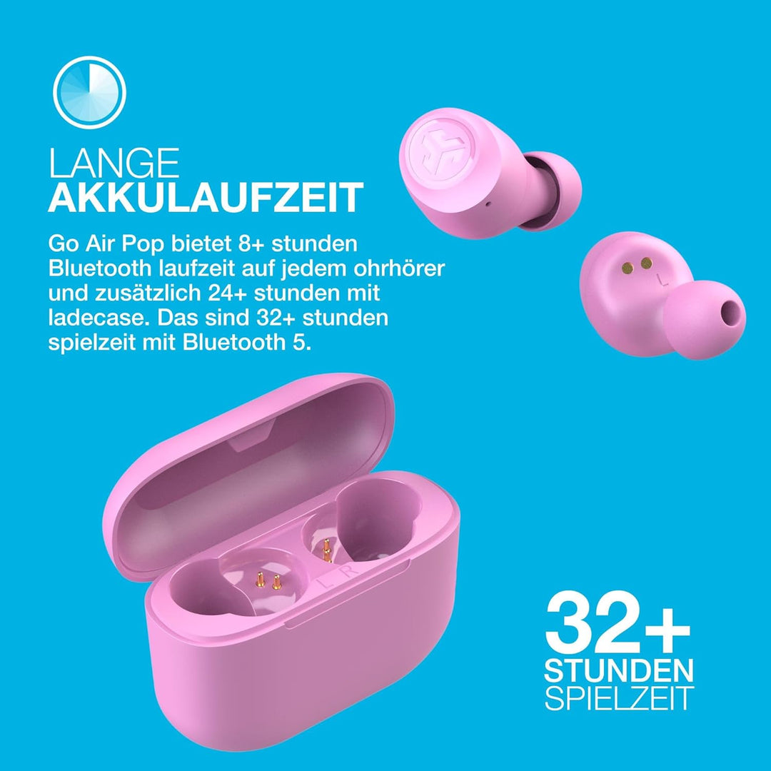 JLab Go Air Pop In Ear Kopfhörer Bluetooth Kabellos, True Wireless Headphones, 32+ Stunden, Ohrhörer