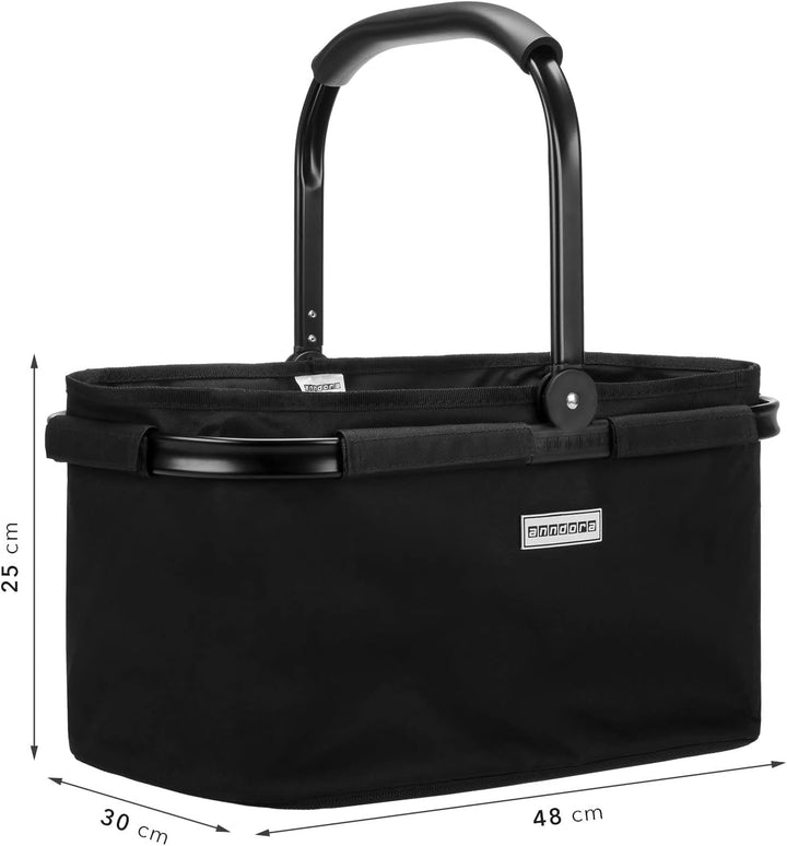 anndora Einkaufskorb FULL BLACK 22 Liter Picknickkorb - Schwarz