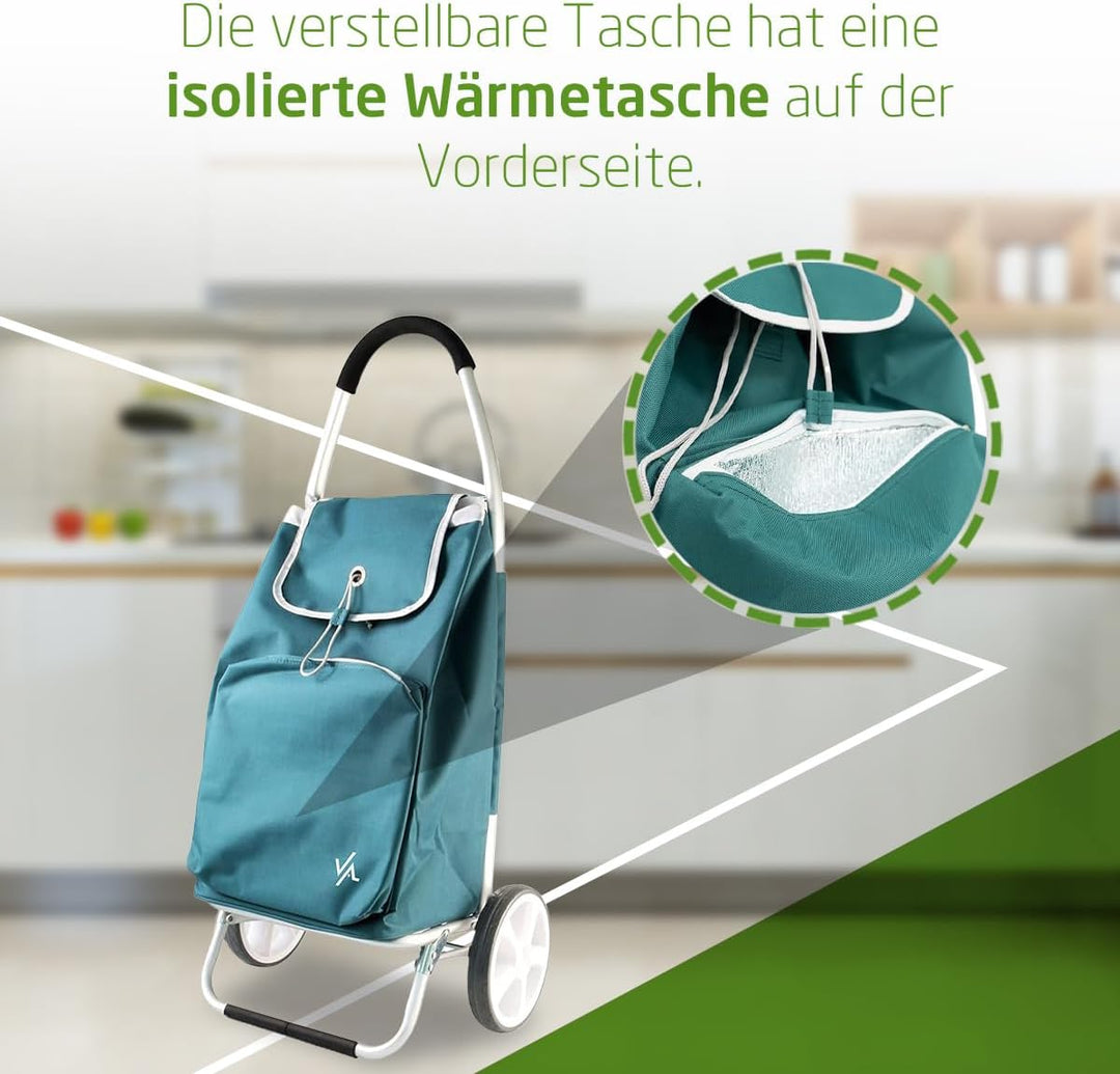 Amig - Einkaufstrolley | 12 x 45,5 x 95 cm | mit 2 Rädern | Thermofunktion | Fassungsvermögen 50 Lit