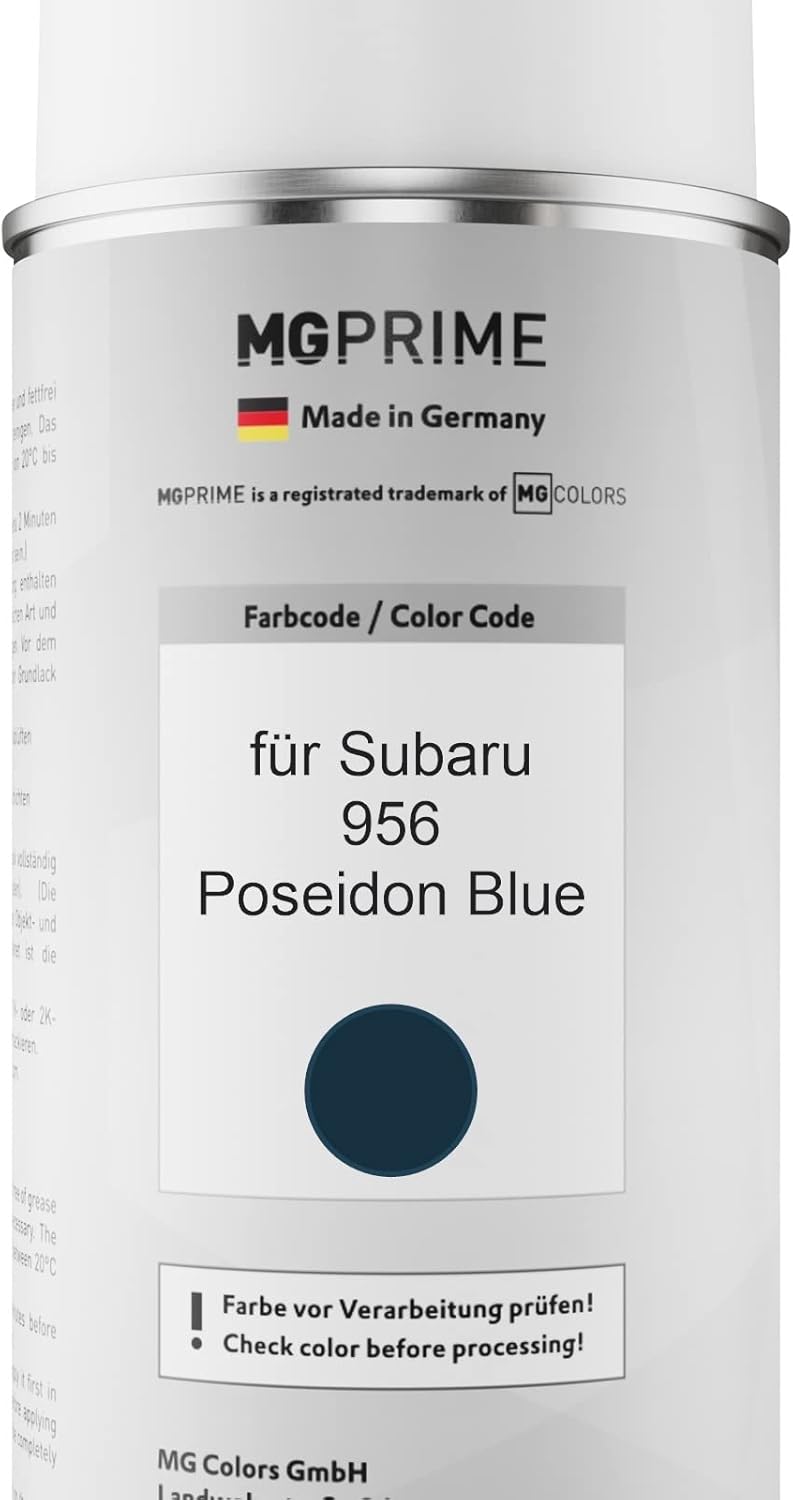 MG PRIME Autolack Sprühdosen Set für Subaru 956 Poseidon Blue Basislack Klarlack Spraydose 400ml