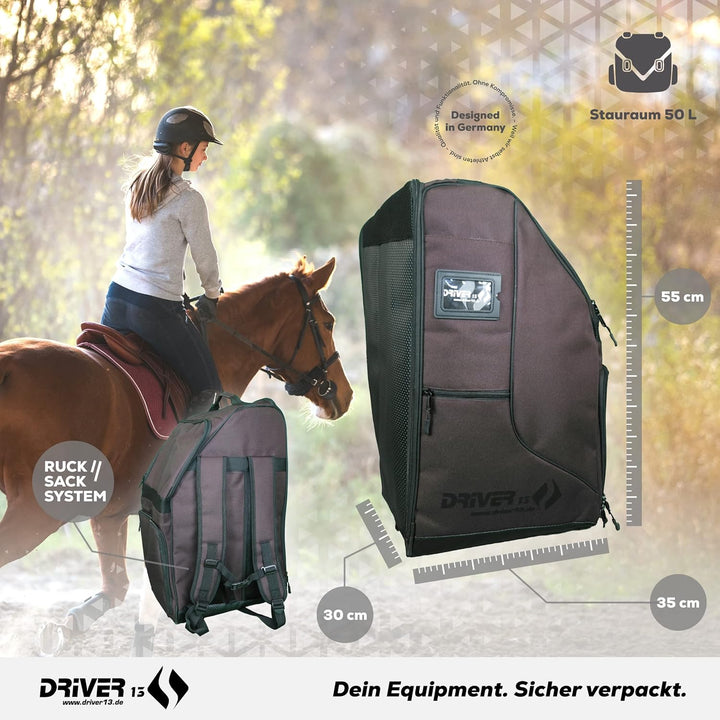 Driver13 Reitstiefelrucksack Reitstiefeltasche Stiefeletten Taschen Deluxe mit Helmfach für Reitstie