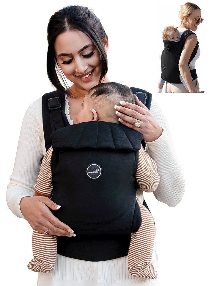 Grownsy Babytrage, Ein-Klick-Schnalle für Einfaches Anlegen, Bequemer Träger von Neugeborenem bis Kl