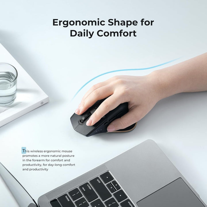 Bluetooth Maus, iClever Rechargeable Ergonomiche Maus Kabellose Mouse, Wiederaufladbarer Akku, Multi