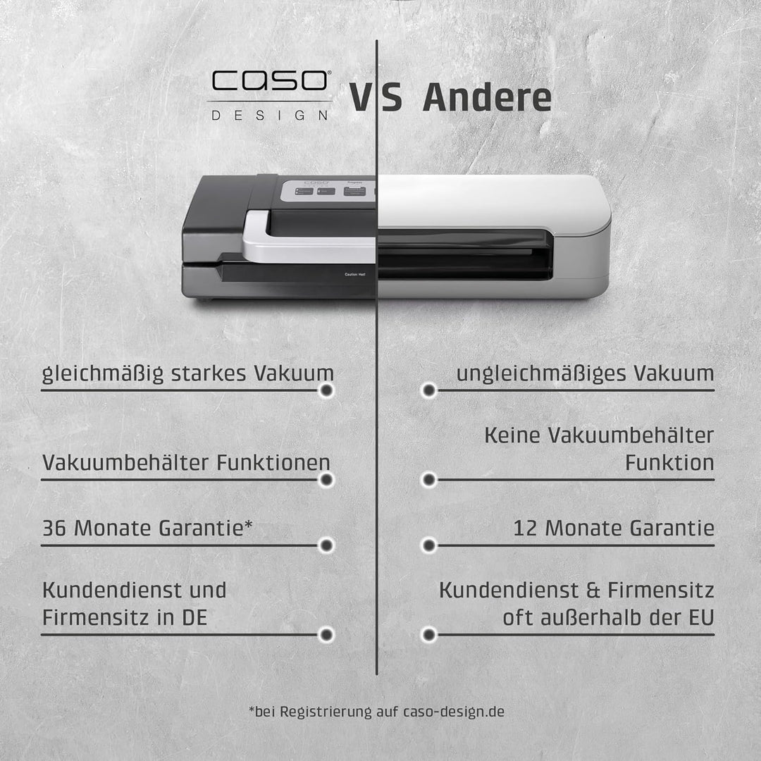 Caso HC170 Vakuumiergerät, inkl. 10 Folienbeutel mit 20x30cm, Schweisszeit einstellbar, starke Pumpe