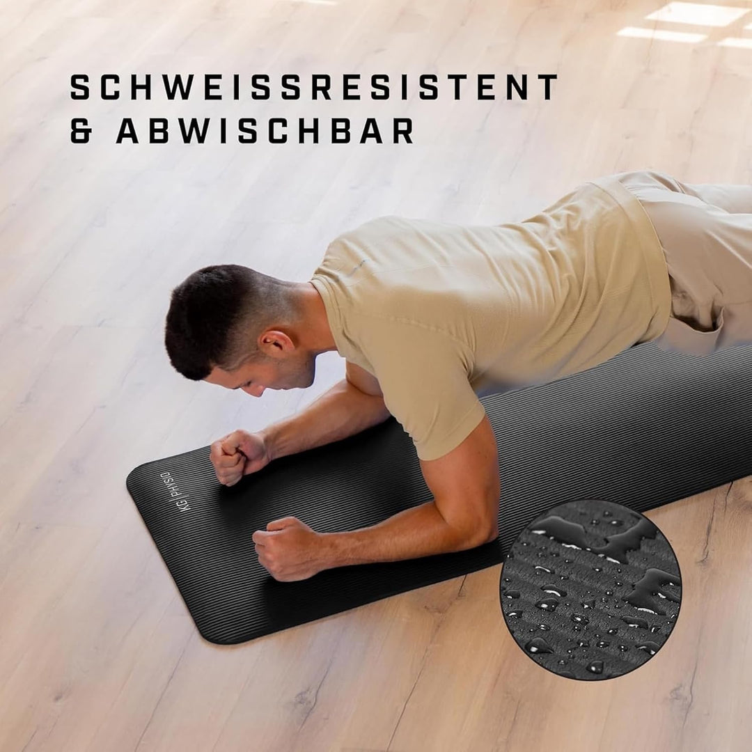 KG Physio Yogamatte Rutschfest und Gepolstert - Yoga Matte mit Tragegurt, Fitnessmatte, Turnmatte, S