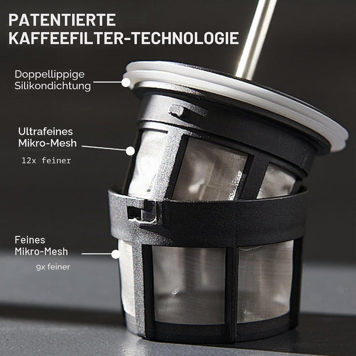 ESPRO Reise French Press Ultralight, Mini Coffee Maker mit Thermo-Funktion, 475ml, edelstahl Edelsta