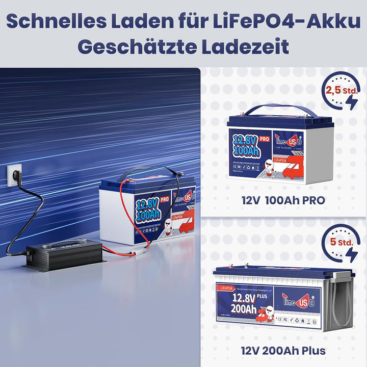 Timeusb 14,6V 40A LiFePO4 Batterieladegerät mit Anderson-Stecker für 12V LiFePO4 Batterien, 40A Schn