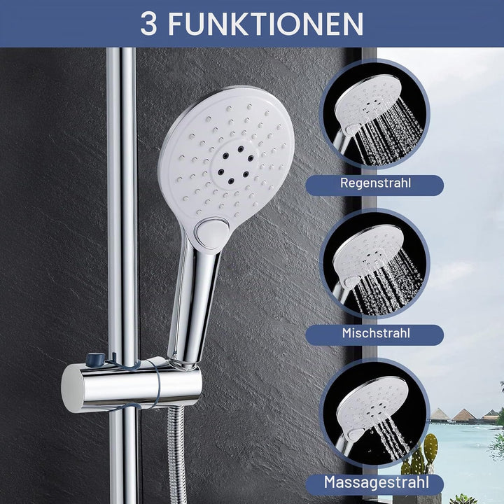 kisimixer Duschsystem mit Einhebelmischer - Regendusche Duschset mit 2 Strahlarten(8 Zoll), Duschkop