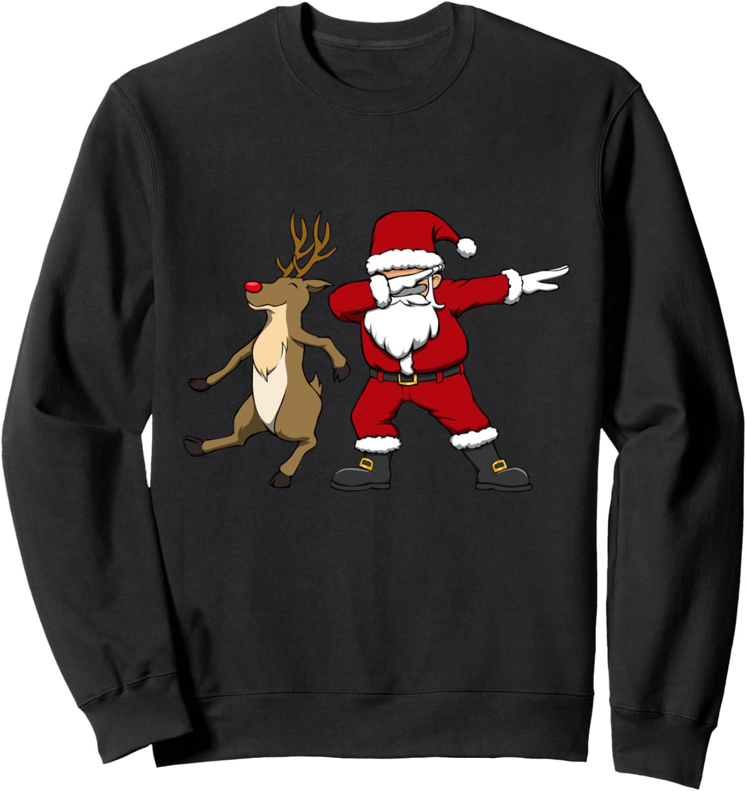 Santa Claus Dabbing Weihnachtsmann und Rentier Dabbing Sweatshirt