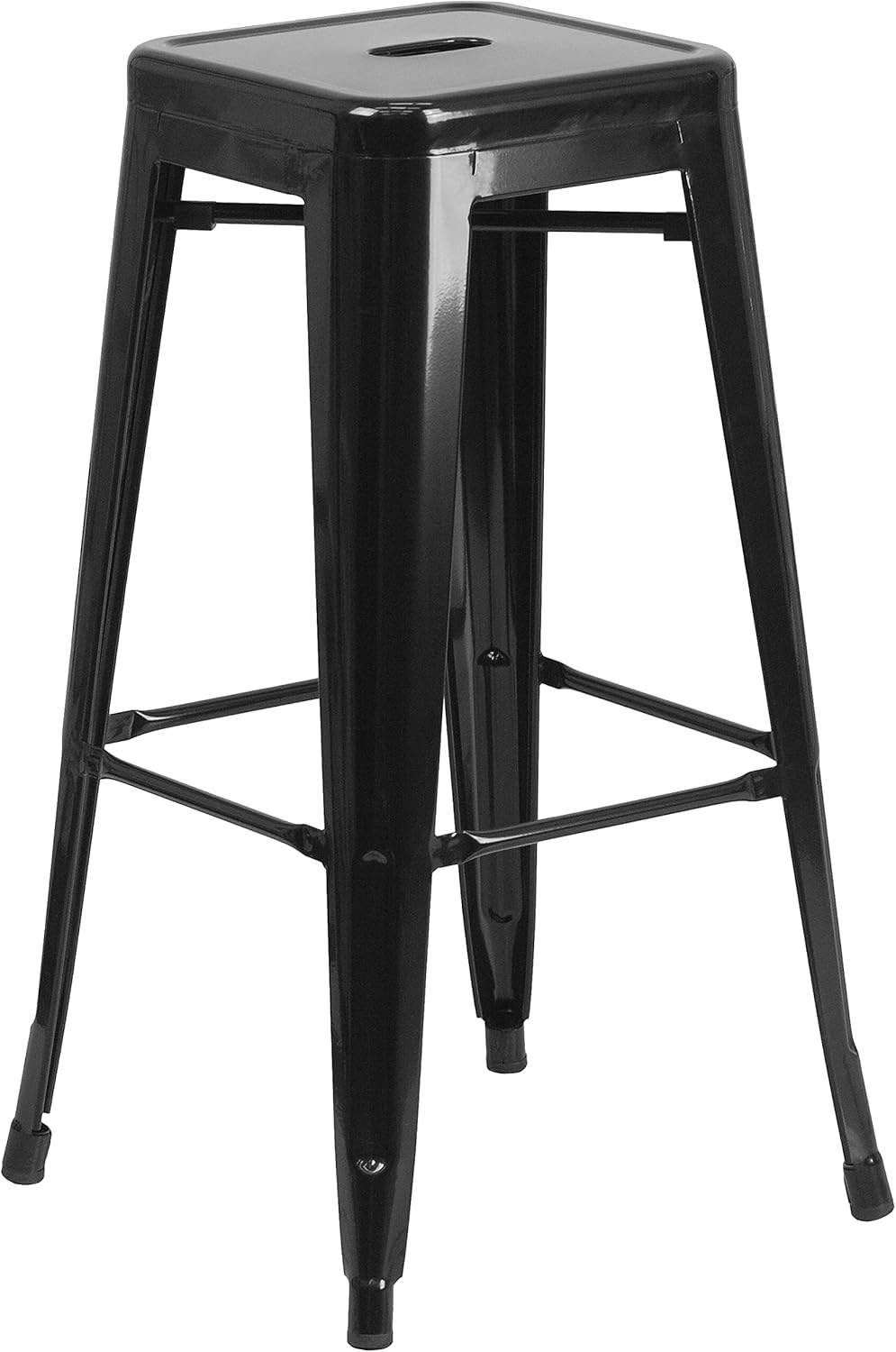 Flash Furniture Lily Barhocker, kommerzielle Qualität, 76 cm hoch, ohne Rückenlehne, schwarzes Metal