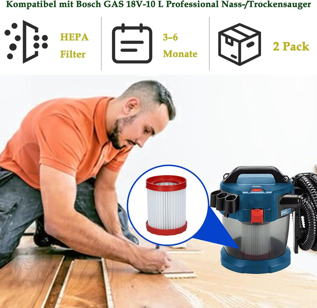 GAS 18V-10 HEPA Filter Zubehör für Bosch Nass-/Trockensauger GAS 18V 10 L Professional Akku Staubsau