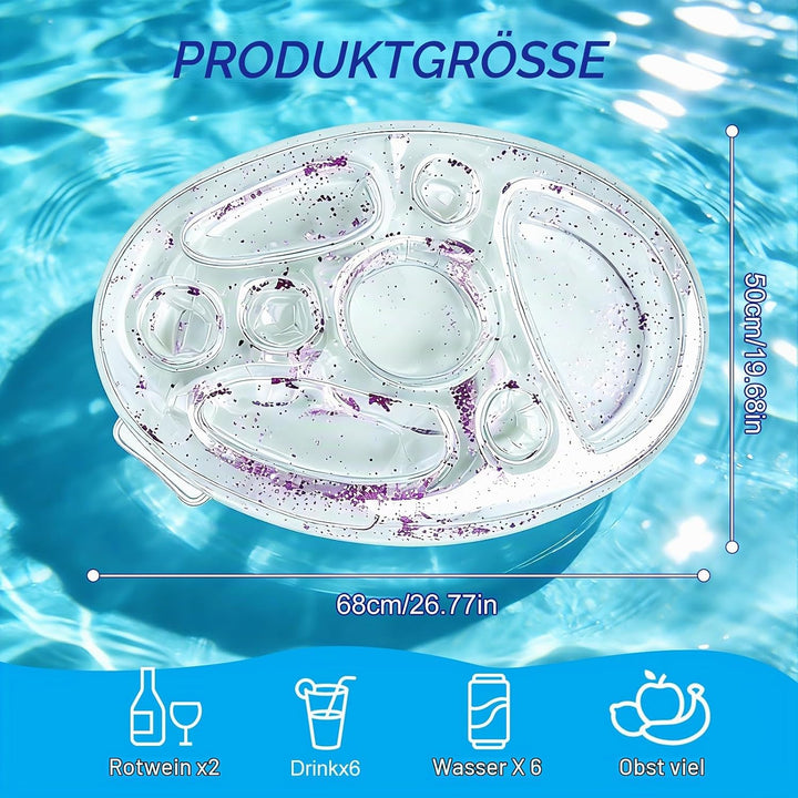 Ulikey Poolbar, 2in1-Getränke und Snackhalter, Transparent Aufblasbarer Getränkehalter Schwimmender,