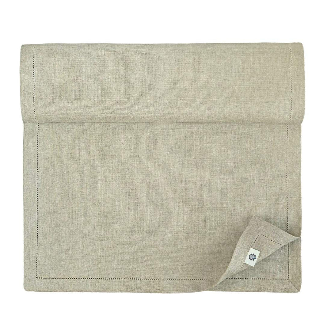 Linen &amp; Cotton Hochwertiger und Eleganter Tischläufer Stoff/ Tischband mit Hohlsaum Florence - 100%