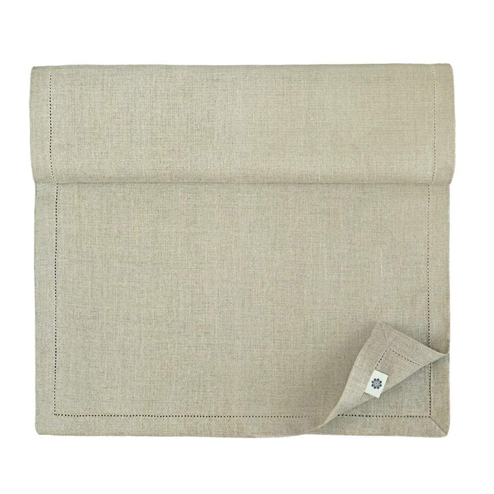 Linen &amp; Cotton Hochwertiger und Eleganter Tischläufer Stoff/ Tischband mit Hohlsaum Florence - 100%