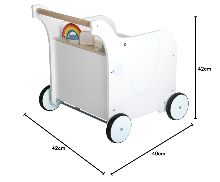 small foot Lauflernwagen Spielzeugbox Elefant aus Holz, mit Bremse und gummierten Rädern, für Kinder