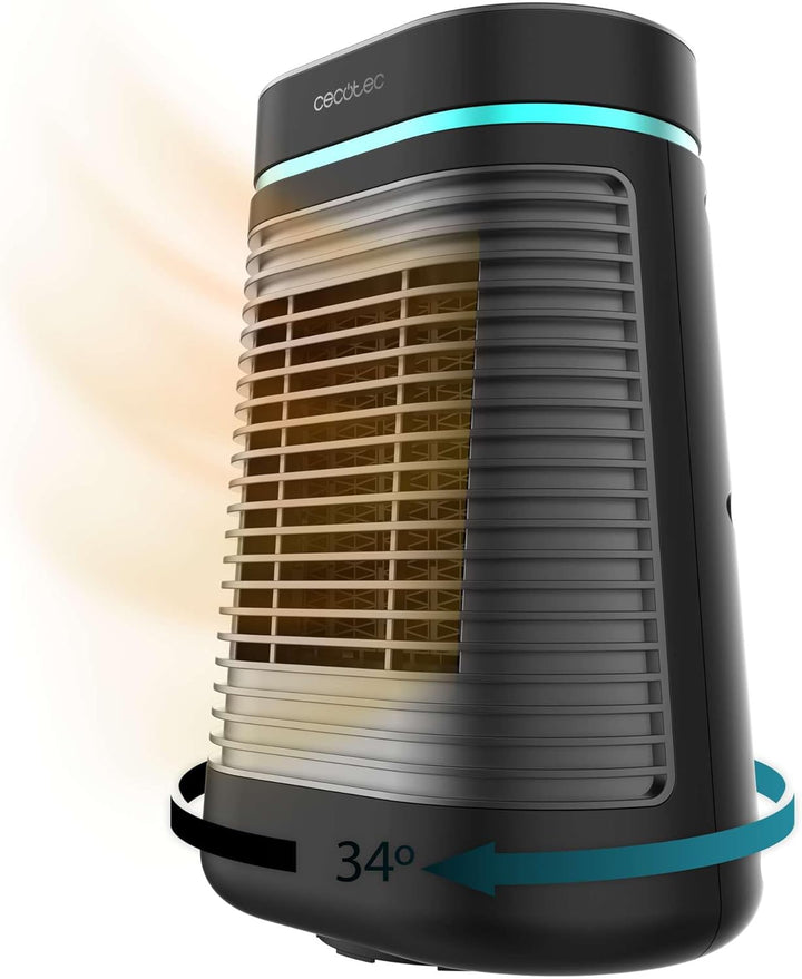 Cecotec Keramik-Tischheizgerät ReadyWarm 1550 Max Ceramic Rotate Black, 1500W, Manuelle Oszillation,