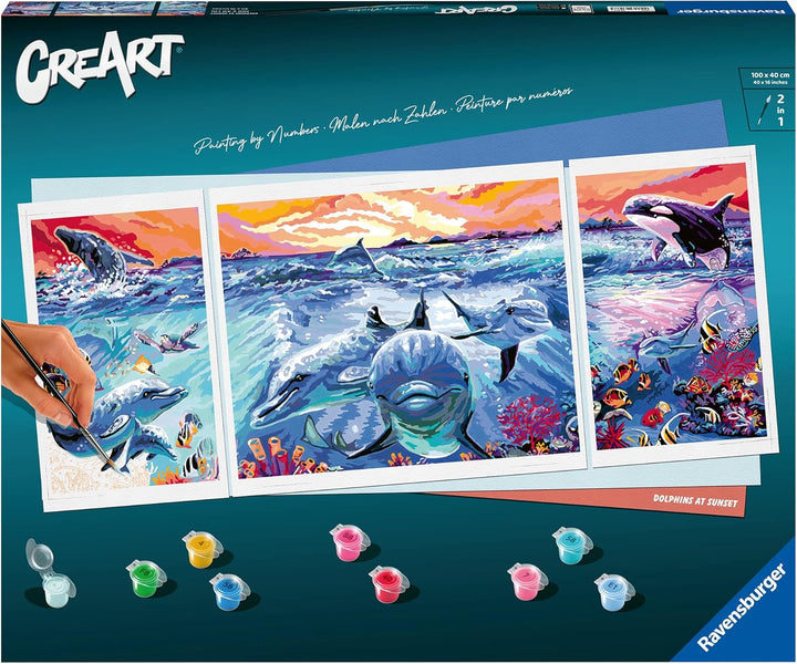 Ravensburger CreArt 23577 - Farbenfrohe Unterwasserwelt - Triptychon Malen nach Zahlen Erwachsene, D