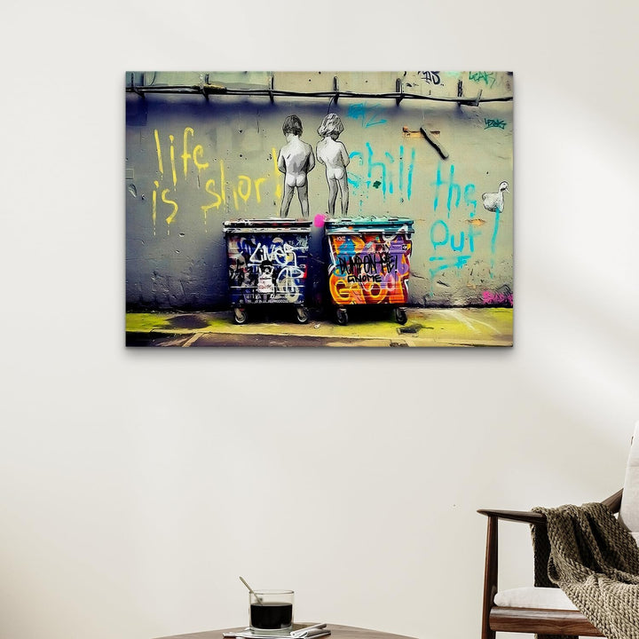 Giallobus - Gemälde - Banksy - Art Banksy - Standardleinwand - 140L x 100l cm - 05 - Kinder pinkeln