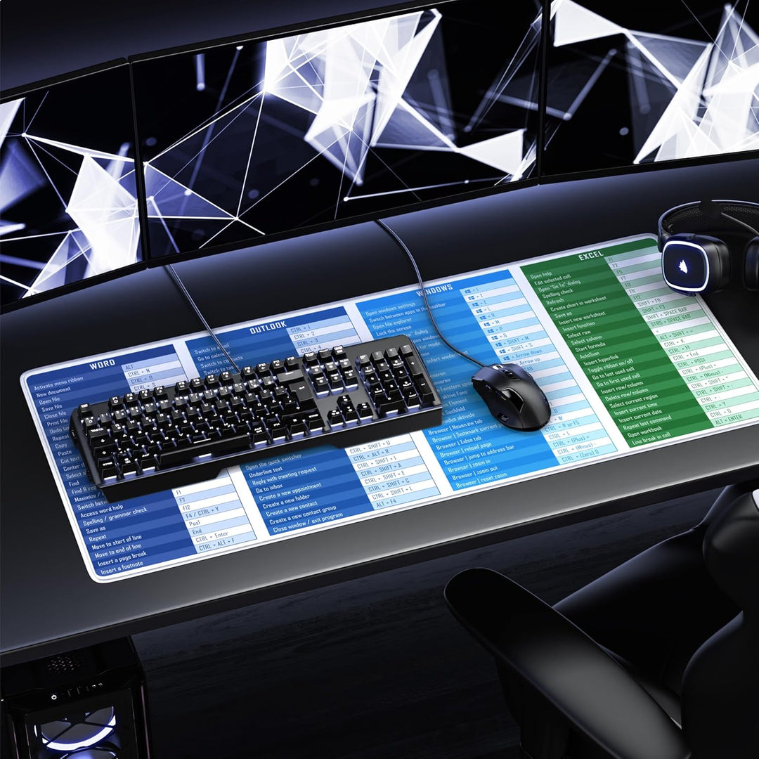 TITANWOLF - XXL Speed Gaming Mauspad 900 x 400mm - Excel Windows Outlook Word Shortcut Tastenkürzel