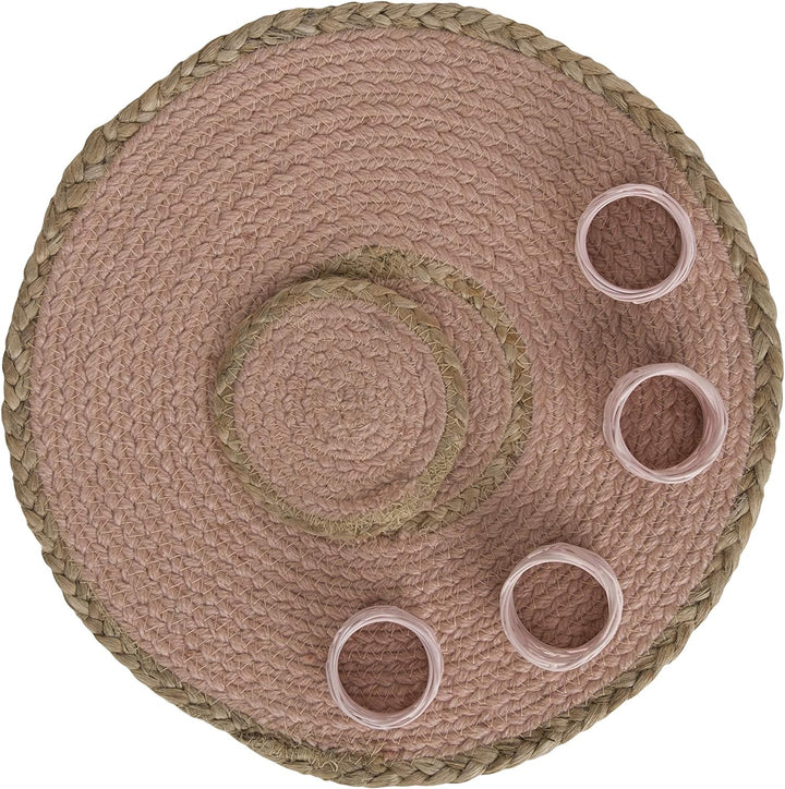 Penguin Home Set mit 12 Jute-Platzsets, Untersetzern und Serviettenringen, rund, handgefertigt von e