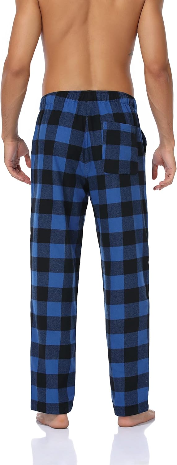 North Bund Schlafanzughose Herren, 100% Baumwolle Kariert Pyjamahose Dicke Flanell Schlafhose Weich