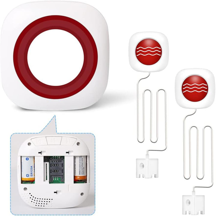 Drahtlos Wassermelder Wassersensor Wasser Alarm Sirene Kabellos mit Batterien (1x empänger+2X Wasser