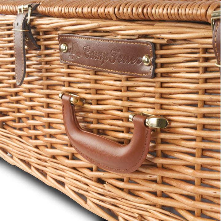 CampFeuer Picknickkorb 4 Personen mit Geschirr-Set und Kühlfach | 29-teilig | Picknickkoffer, Weiden