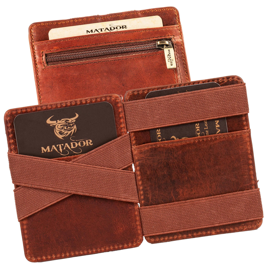 MATADOR Magic Slim Wallet Herren Leder Kreditkartenetui mit Münzfach | Karten Geldbeutel Geldtasche