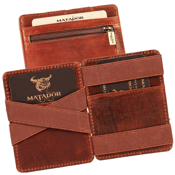 MATADOR Magic Slim Wallet Herren Leder Kreditkartenetui mit Münzfach | Karten Geldbeutel Geldtasche