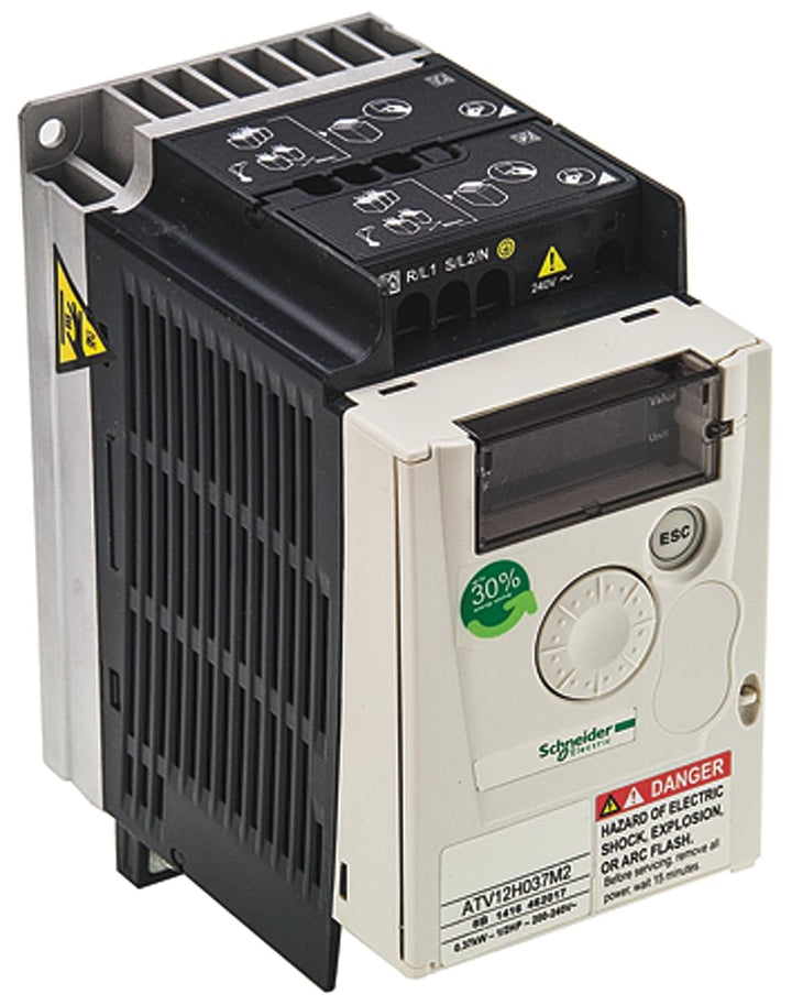 Schneider Electric ATV12H037M2 Frequenzumrichter ATV12, 0, 37kW, 0, 55HP, 200.240V, 1-PH. mit Kühlkö