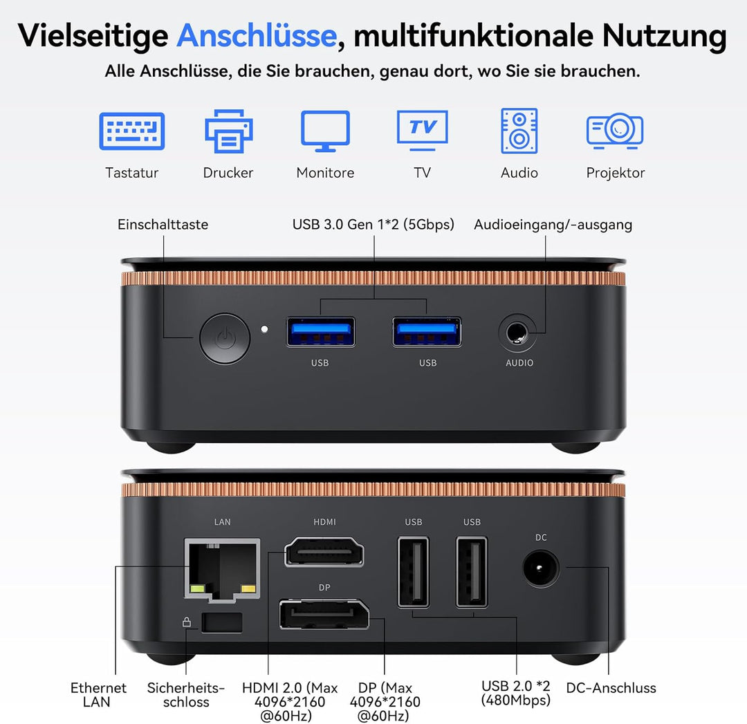 Huidun 2025 New H50 Mini PC W-11 Pro, 3 Jahre Garantie, Intel Twin Lake N150 (Aufgerüstet N97/N95, b