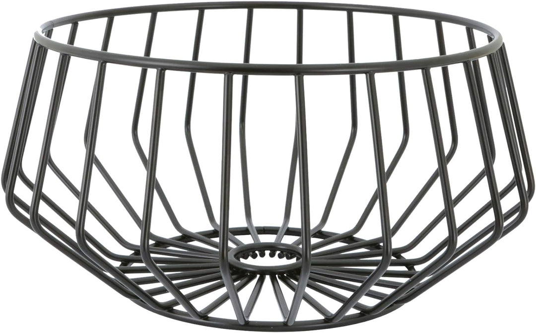 A'Domo Point-Virgule Obstkorb aus Metall, skandinavische wohnungs deko drahtkorb, Schwarz, ø 27 cm H