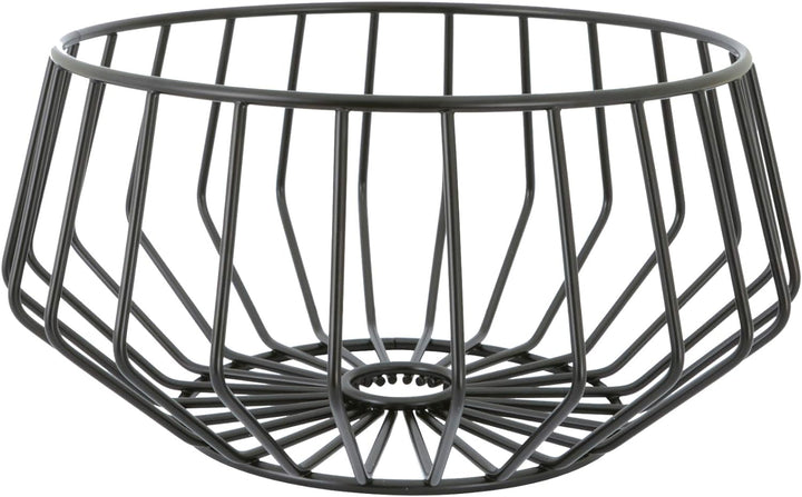 A'Domo Point-Virgule Obstkorb aus Metall, skandinavische wohnungs deko drahtkorb, Schwarz, ø 27 cm H