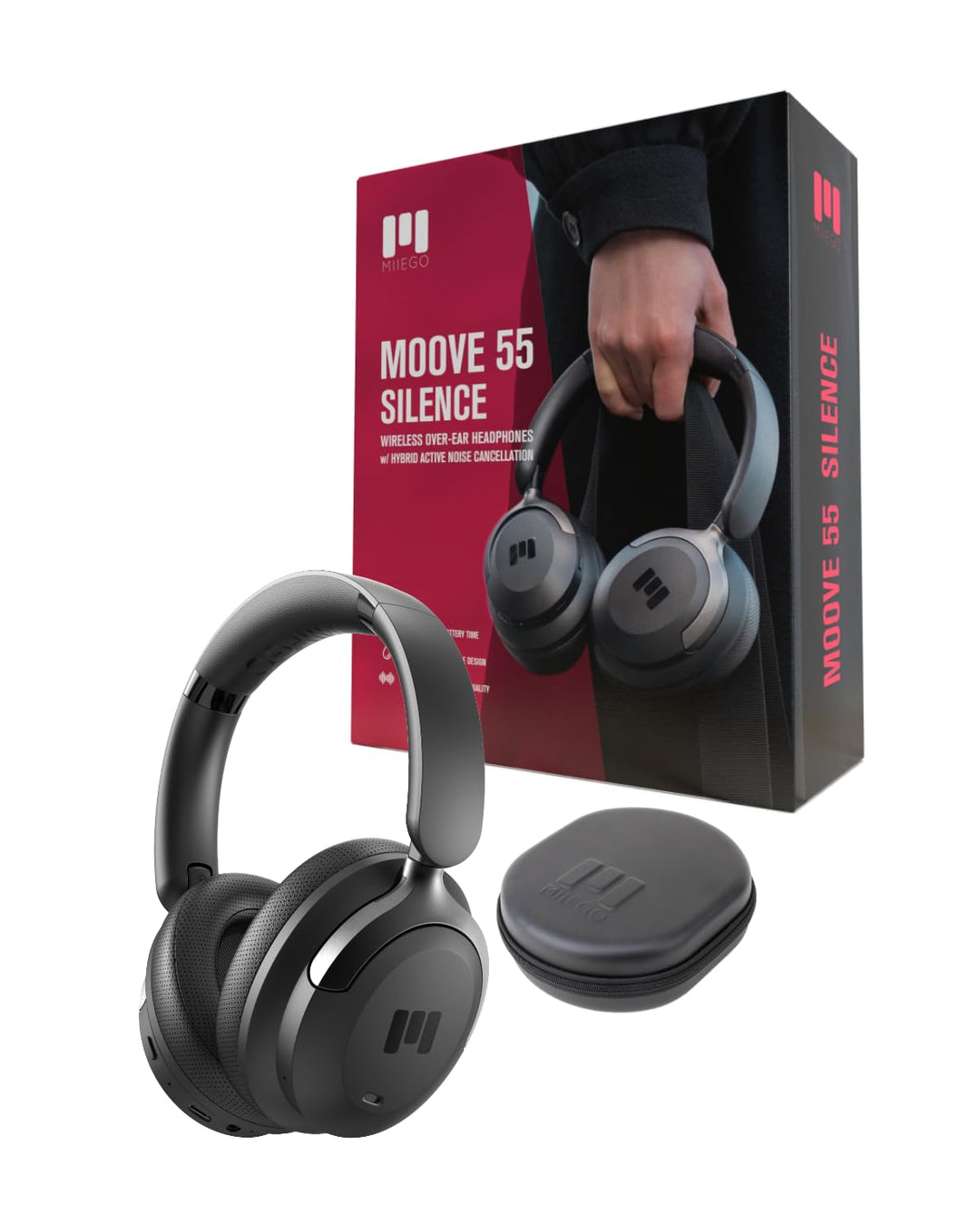 MIIEGO MOOVE 55 Silence - Hybrid Active Noise Cancellation - Over-Ear Kopfhörer - 70 Std. akkulaufze