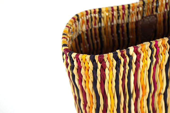 Kobolo Tasche Seegrastasche Korbtasche Strandtasche - Lederhenkel - Bunt